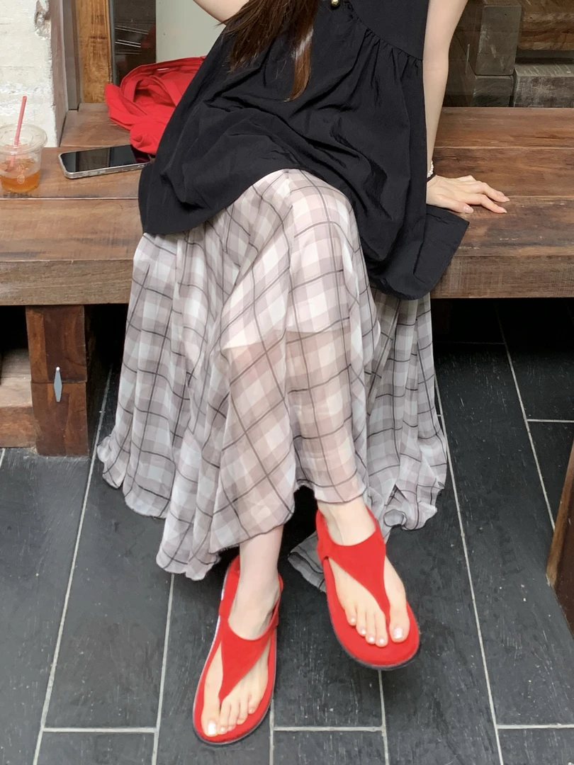 夏日沦陷～韩系复古设计感不规则飘逸长款半身裙ins时尚夏季