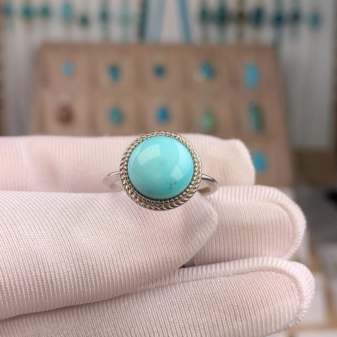 绿松石银S925镶嵌戒指