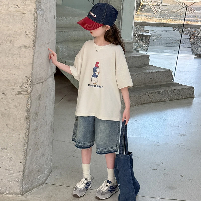 夏装女童宽松韩版套装中大童新款2025年洋气时尚夏季休闲风两件套