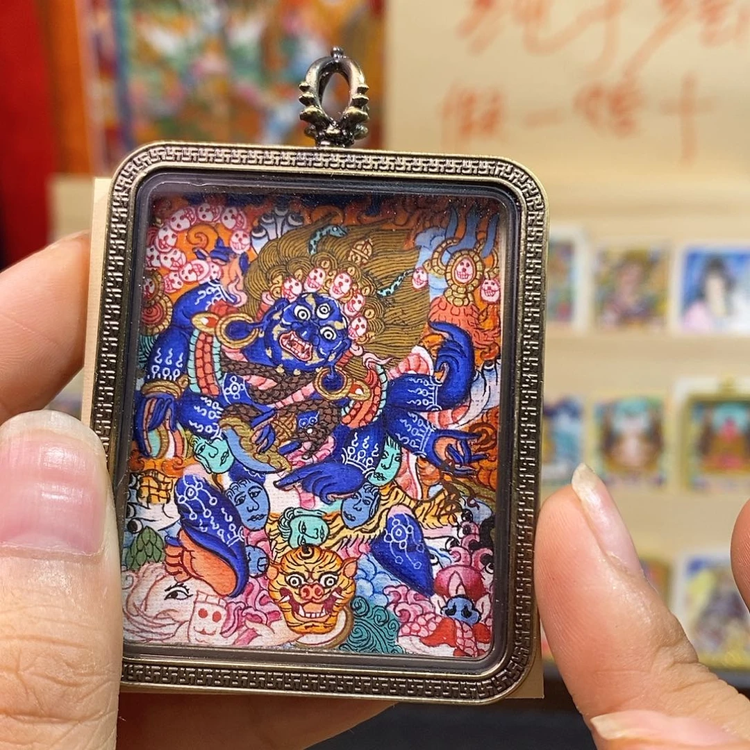 彭***波吊坠纯手绘唐卡六臂