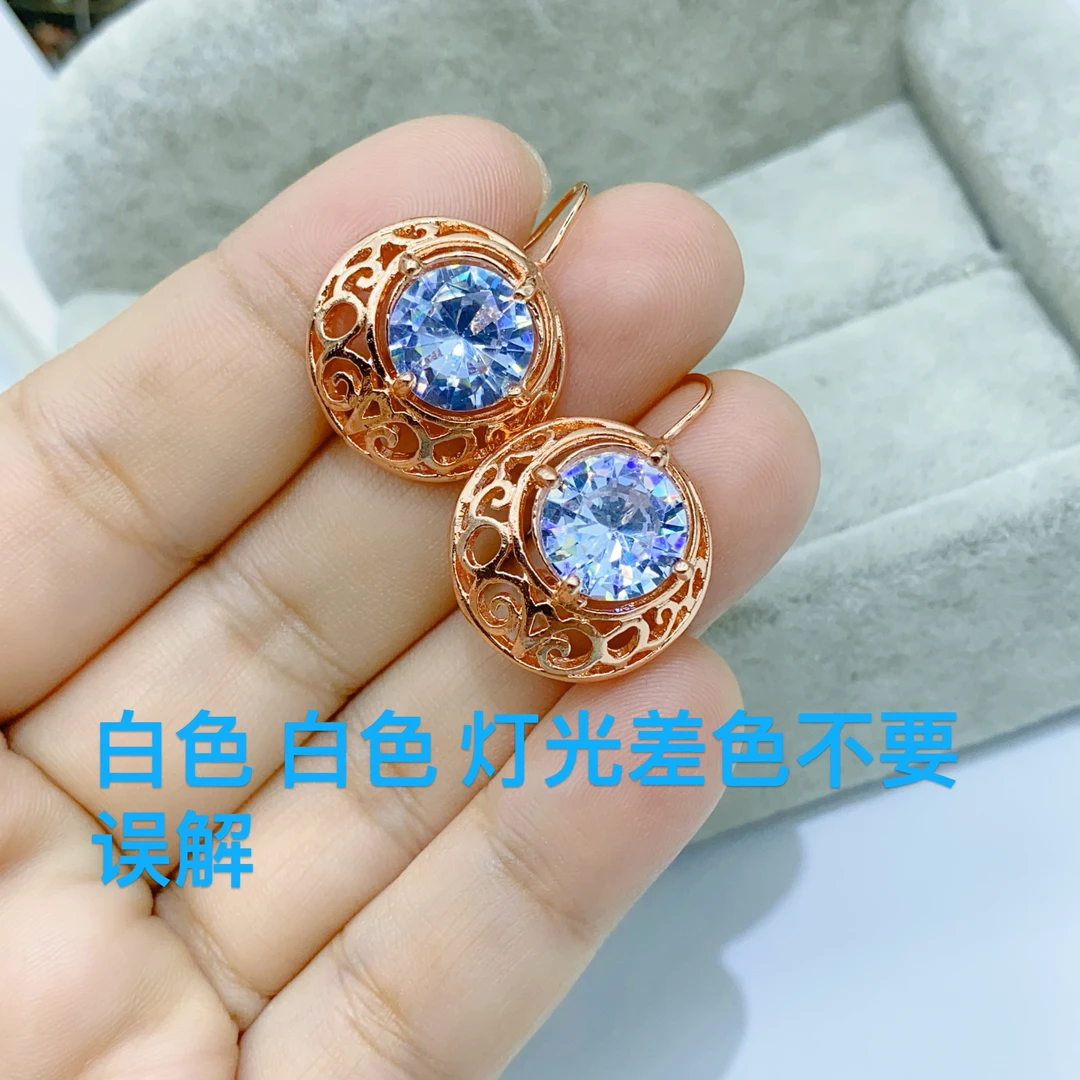 合金玻璃耳饰 绿白色 妈妈款耳环 白色 灯光差色不要误解