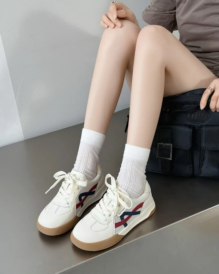 牛筋软底透网板鞋