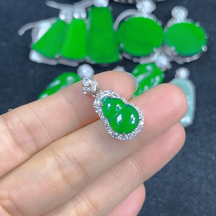 翡翠银S925镶嵌吊坠(不含链)