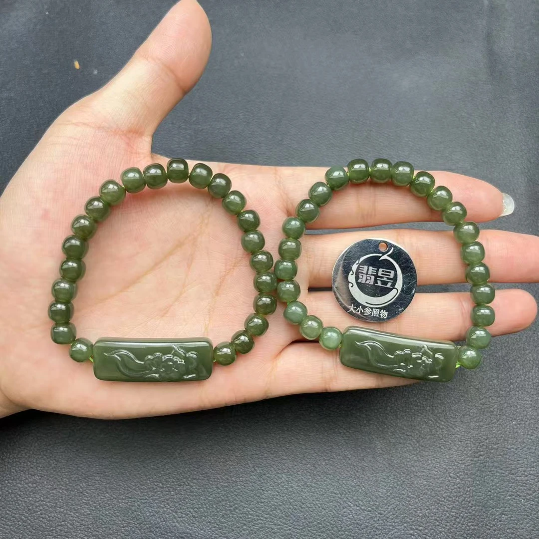 翡昱-N6-15340-和田玉手串/约6+/约23颗/-多样性发其一C