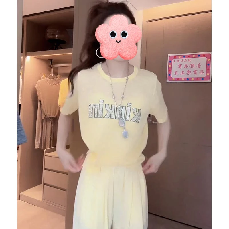 潮款薄款透气短袖圆领设计感小众上衣韩系2025年夏季新款女装T恤