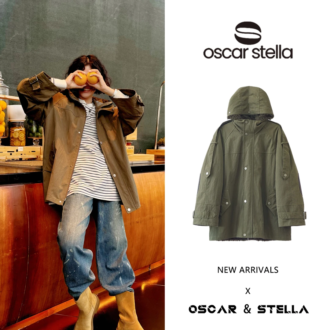 OSCAR&STELLA秋冬时尚两件套加厚休闲羊毛内搭连帽外套41-5858