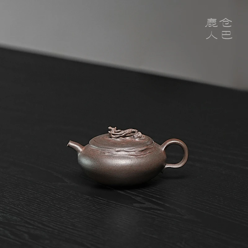 仓巴鹿人 韦明海 空香 宜兴紫砂壶原矿紫泥纯手工制作茶壶140cc