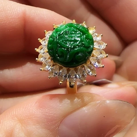 翡翠银S925镶嵌戒指