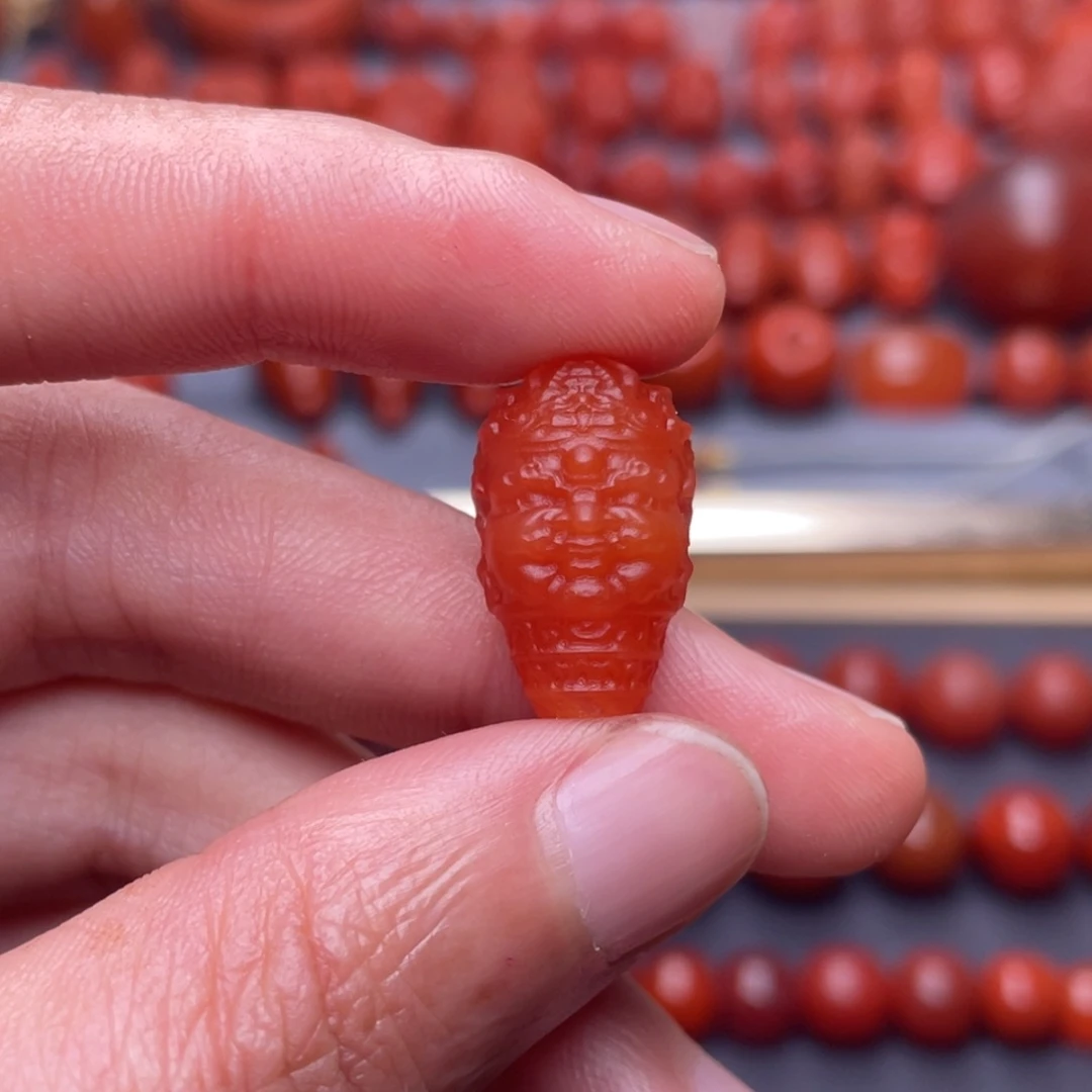 南红玛瑙配饰未镶嵌W11保山柿子红黄财神三通