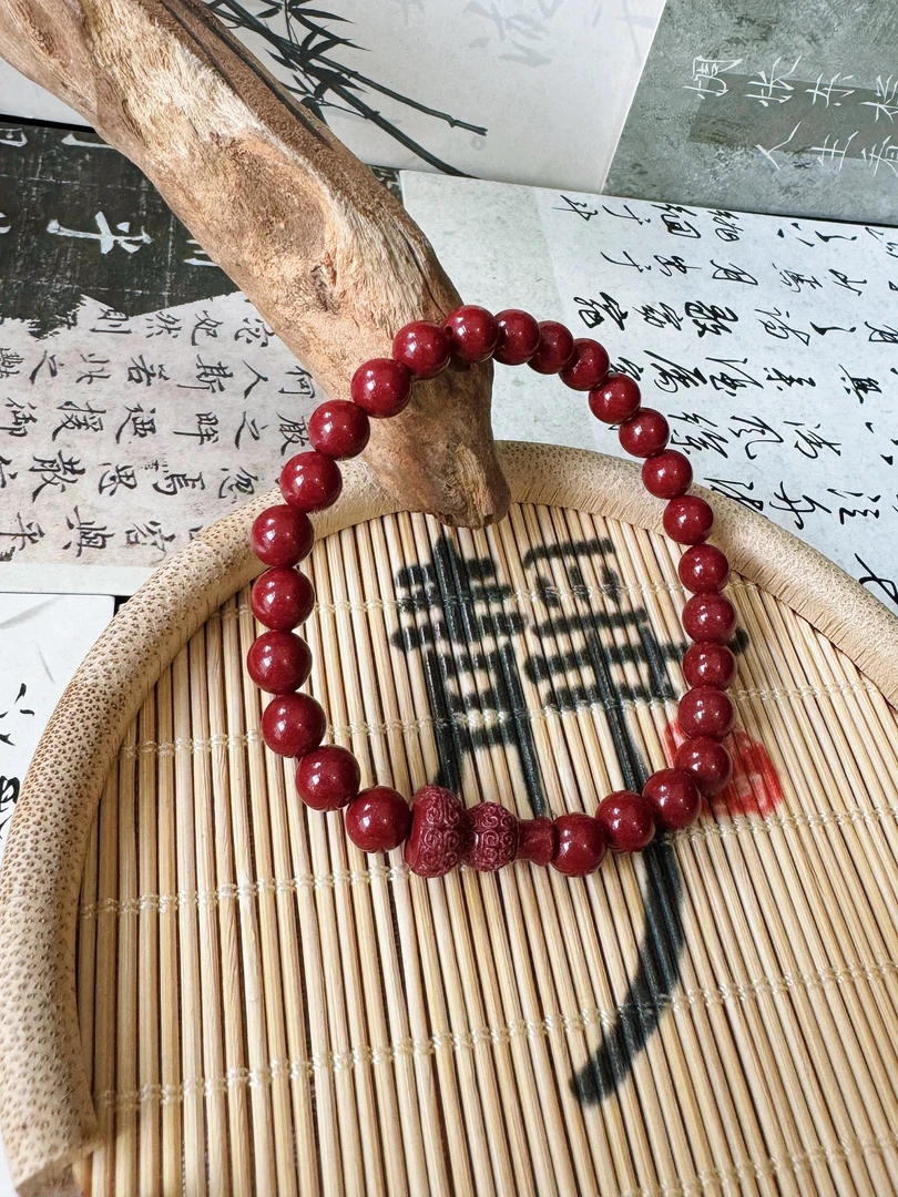 含辰砂工艺品【雪莉珠宝】朱砂紫金砂素圈葫芦手链卡6mm