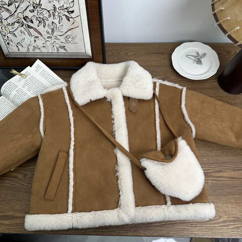 【Golden cherry】儿童棕色绒绒洋气百搭外套