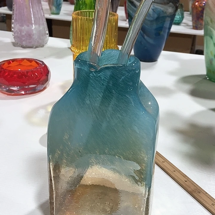 琉璃琉璃花瓶高37口6