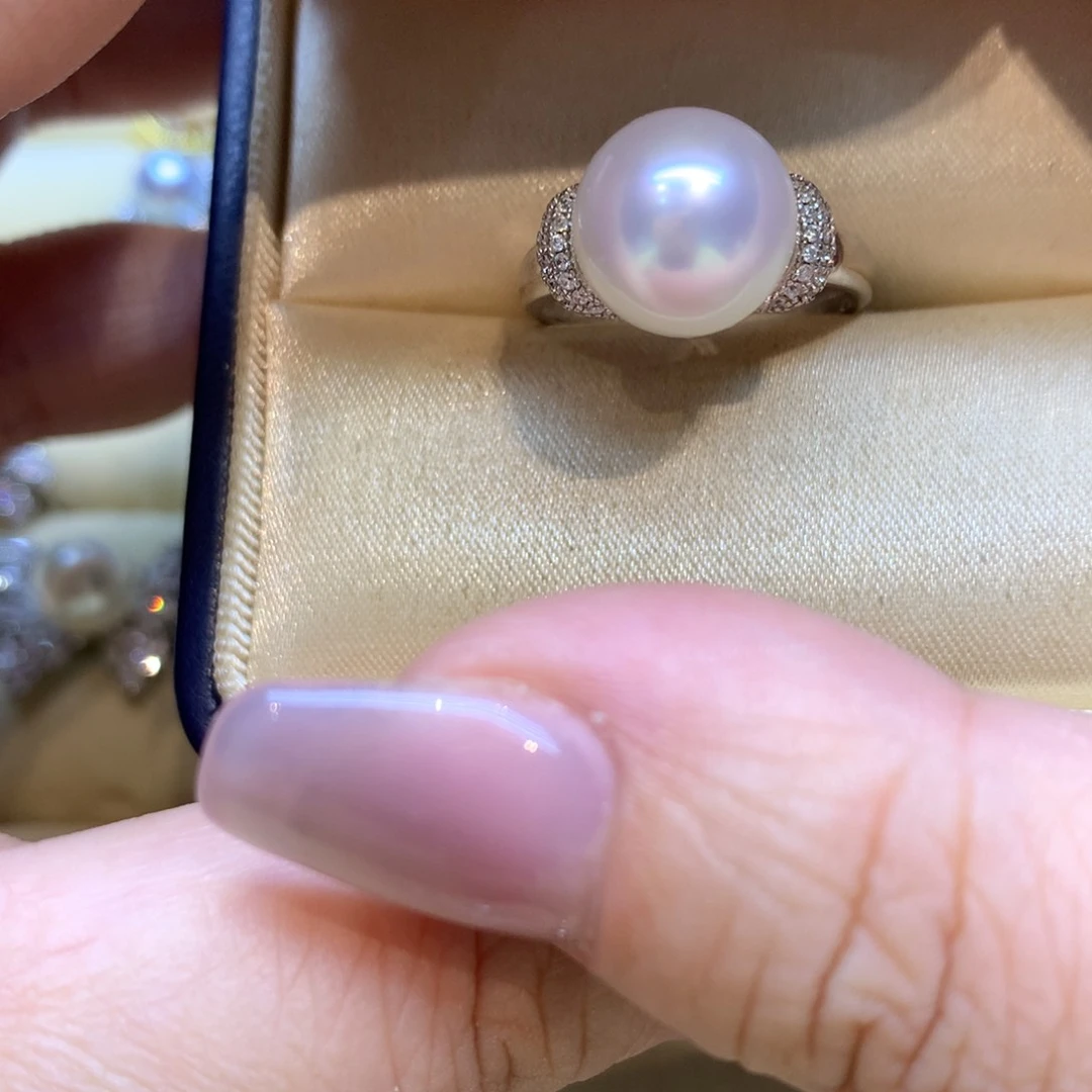银S925镶嵌戒指海水珍珠