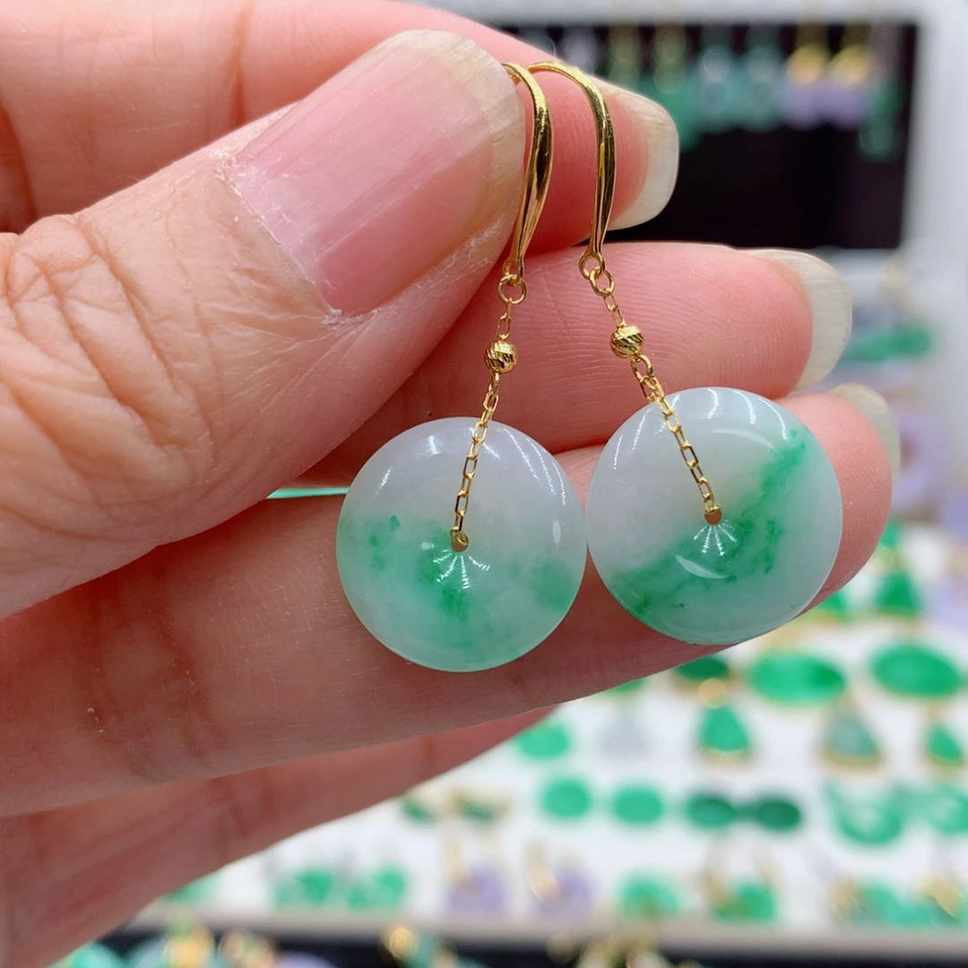 翡翠18K金镶嵌耳饰