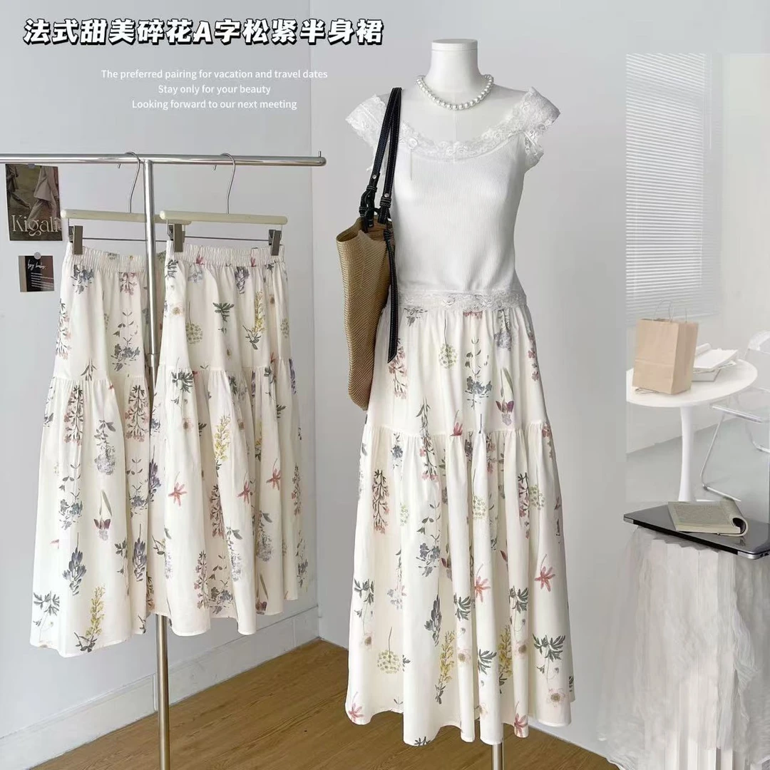 2025夏上新碎花韩国东大气质田园风少女风显瘦洋气高品质半身裙