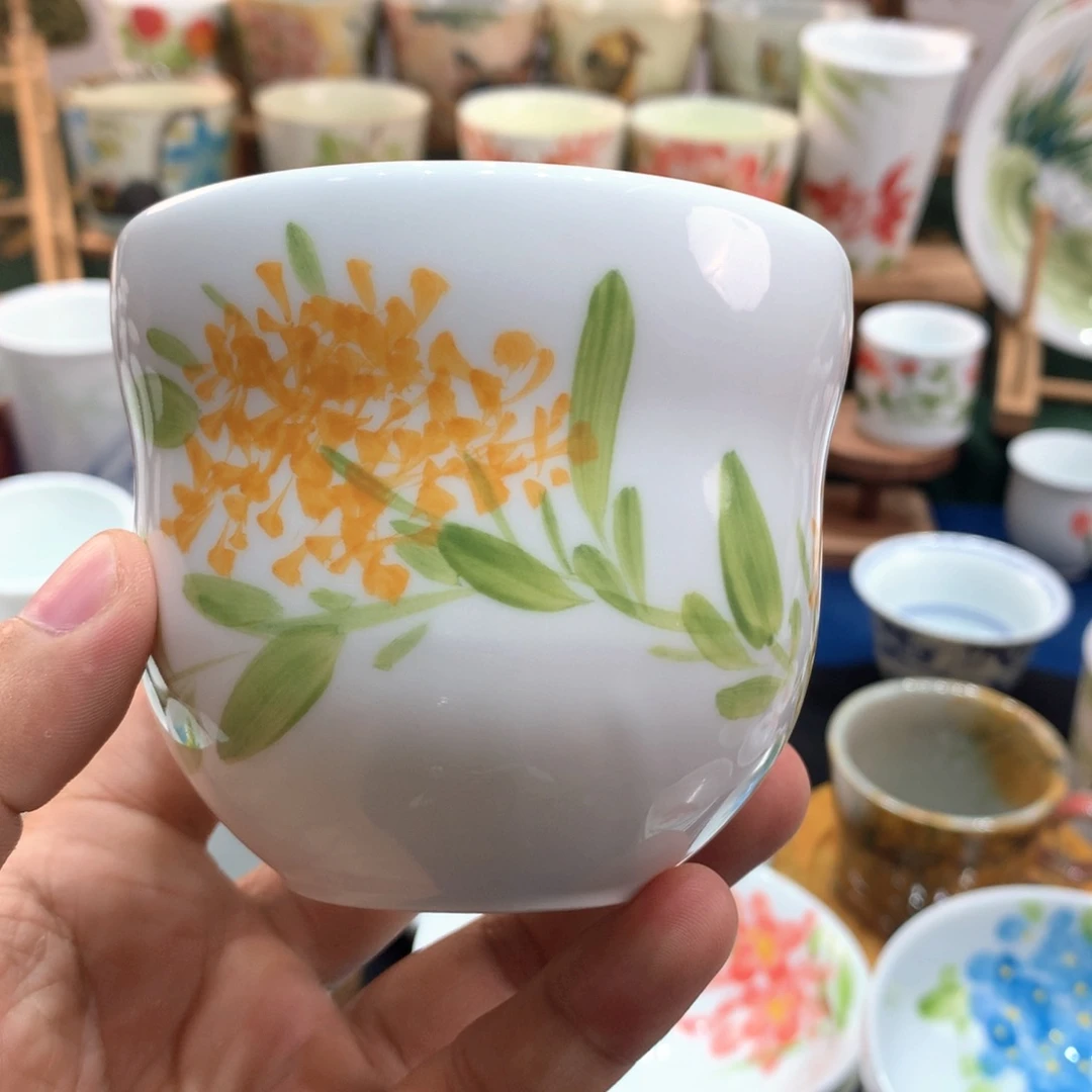 花***。摆件景德镇陶瓷桂花杯子