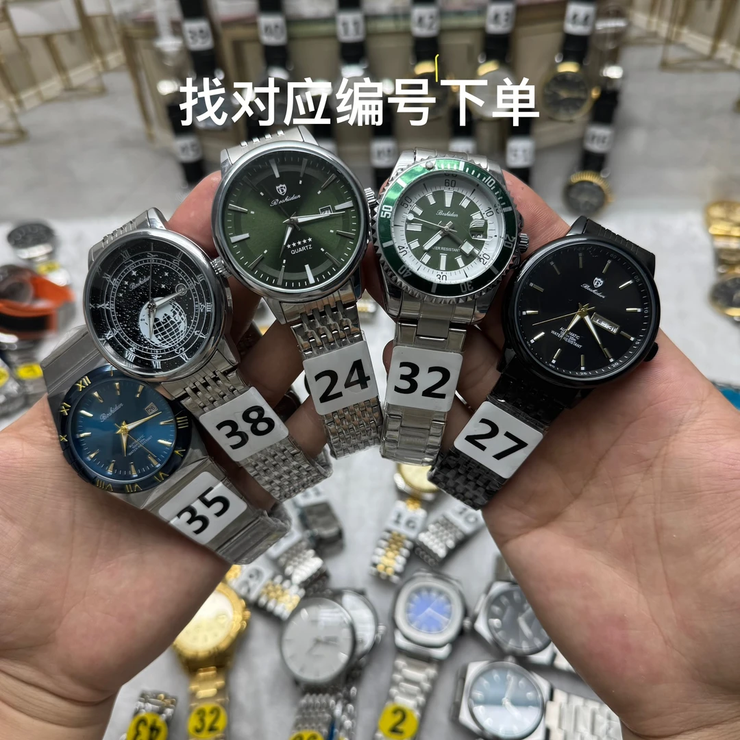 【白色标签找编号下单】商务大气自动背透薄款日历夜光防水男表集合