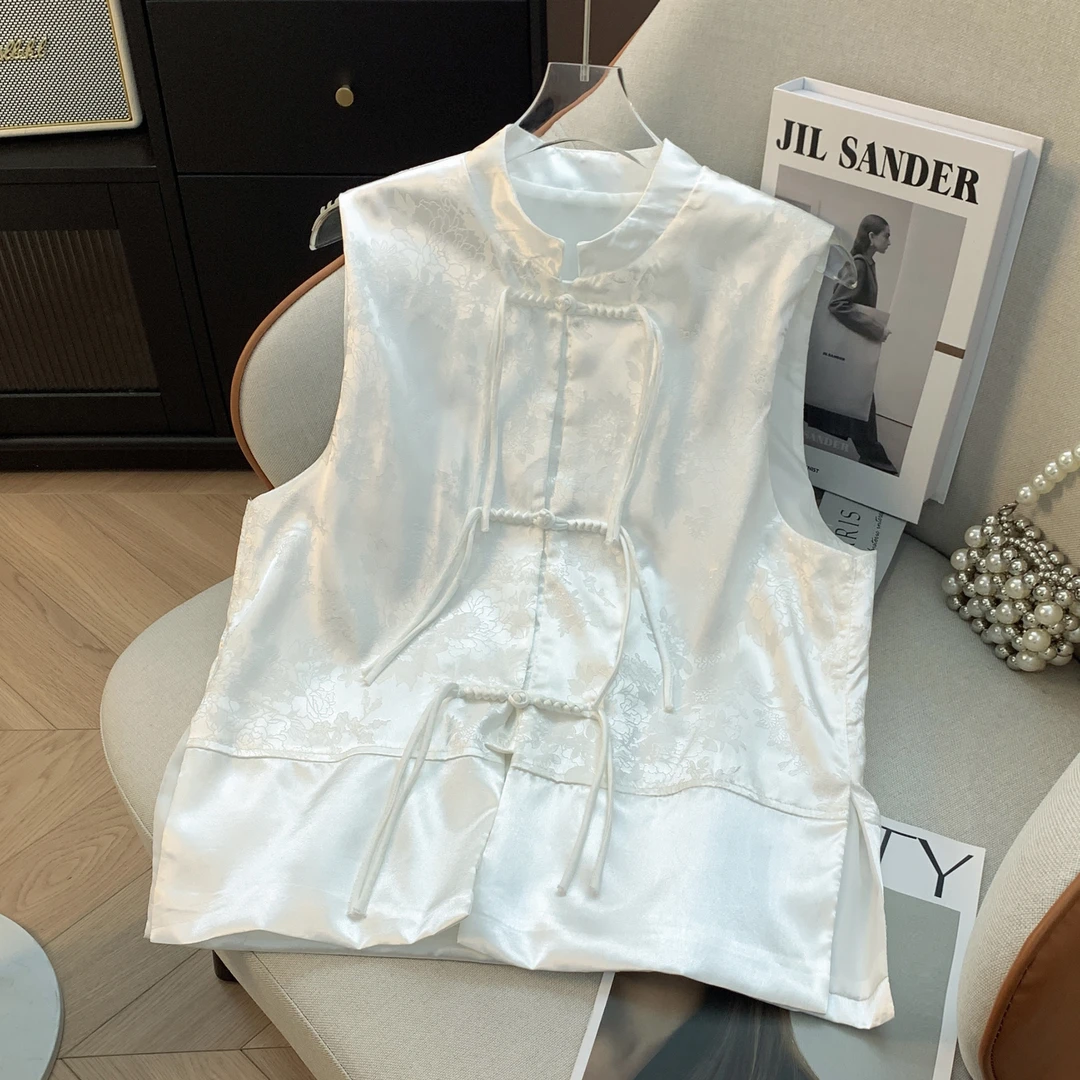 新中式国风马甲女立领夏季宽松文艺中国风无袖网红马甲女士百搭