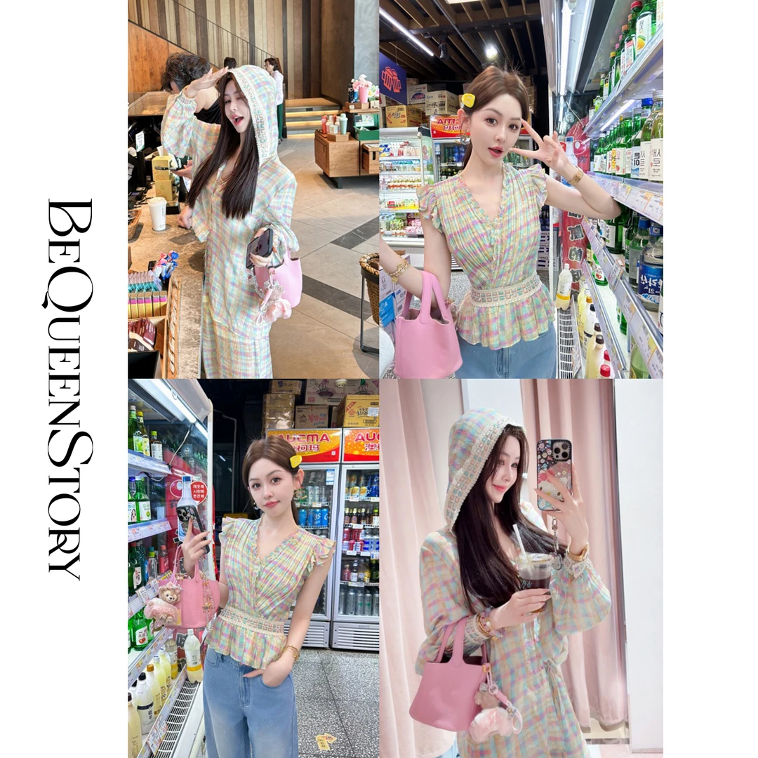 BeQueenStory【像素多巴胺】时尚宽松衬衫&上衣&直筒长裤&微A短裤