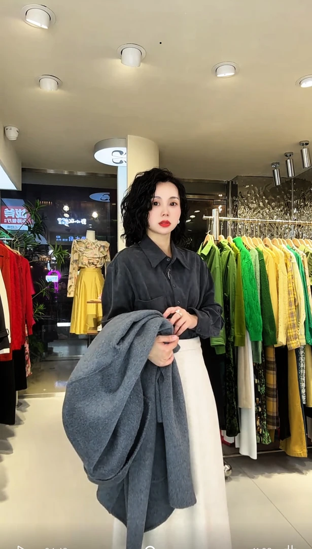 1531*高级灰灯芯绒磨毛衬衫