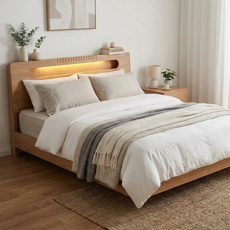 床 纯实木床家用北欧1米8/5单双人卧室民宿租房专用小户型原木床