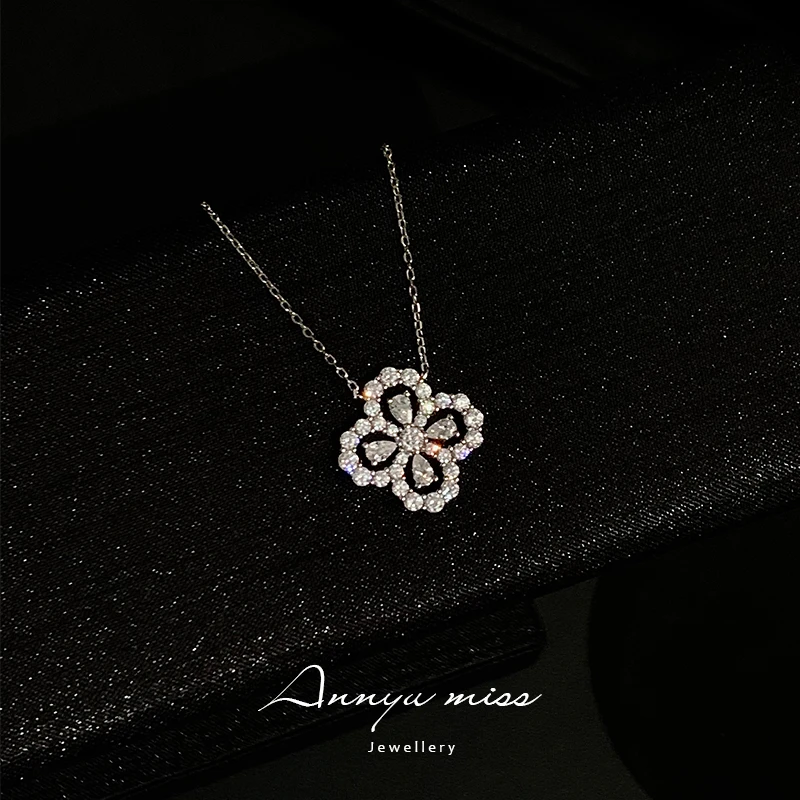 坠链均925银 【ANNYUMISS】四叶草满钻高级日常百搭轻奢设计师款