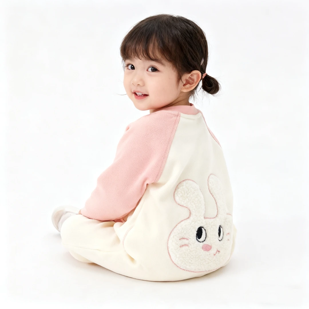 婴儿柏莉绒连体衣秋冬季宝宝儿童加绒加厚保暖哈衣爬服