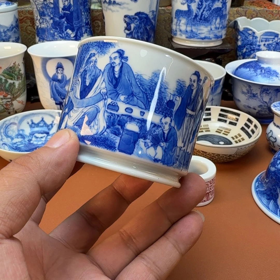 千***然陶杯子景德镇全手工手绘陶瓷