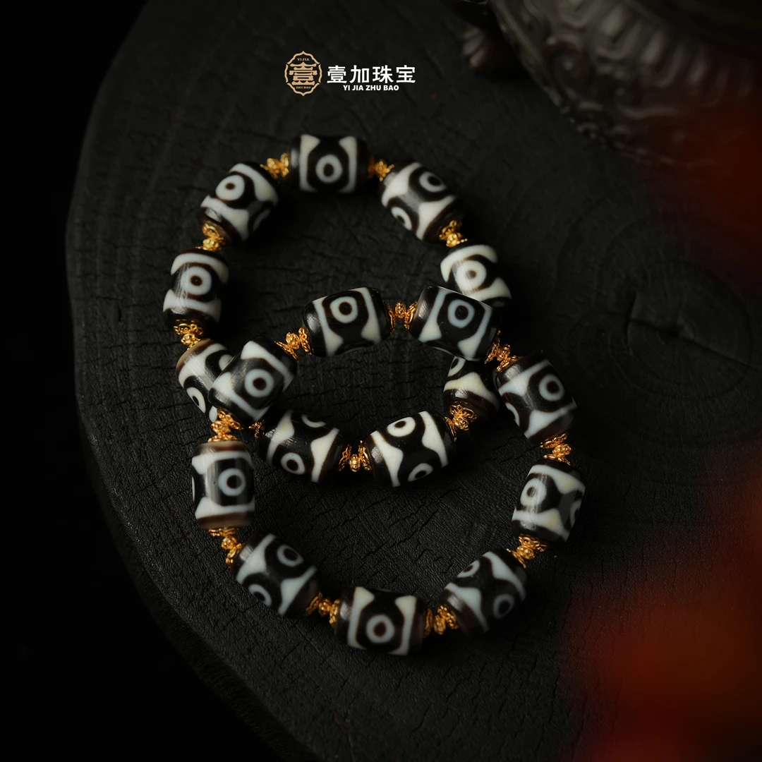 壹加小羊/上肯黑白桶珠阵阵手串多样性发一个