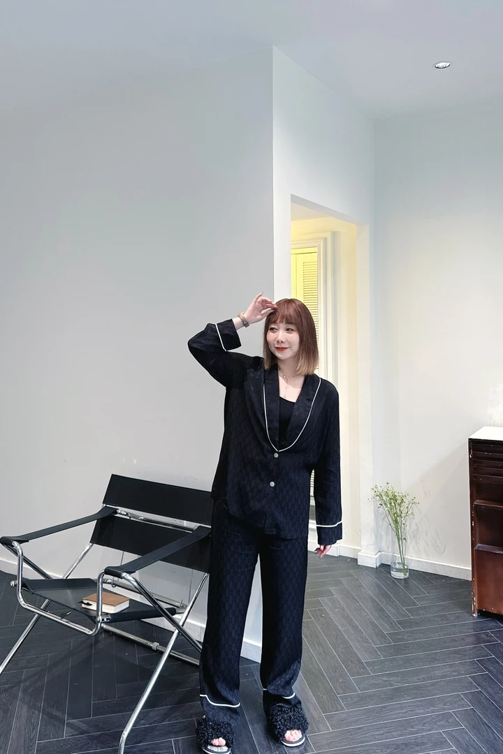 青果领大牌时尚女士套装睡衣提花气质可外穿春夏长袖家居服轻奢