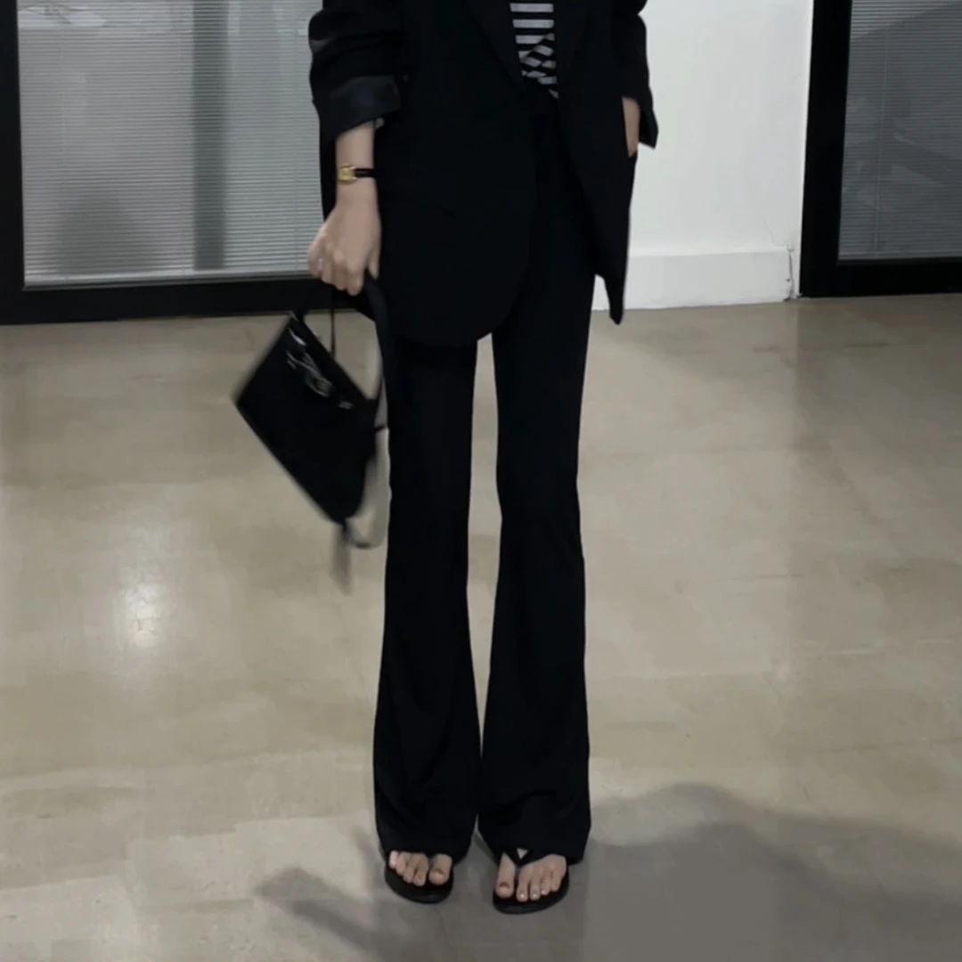 黑色冰丝净面裤 230602K  y