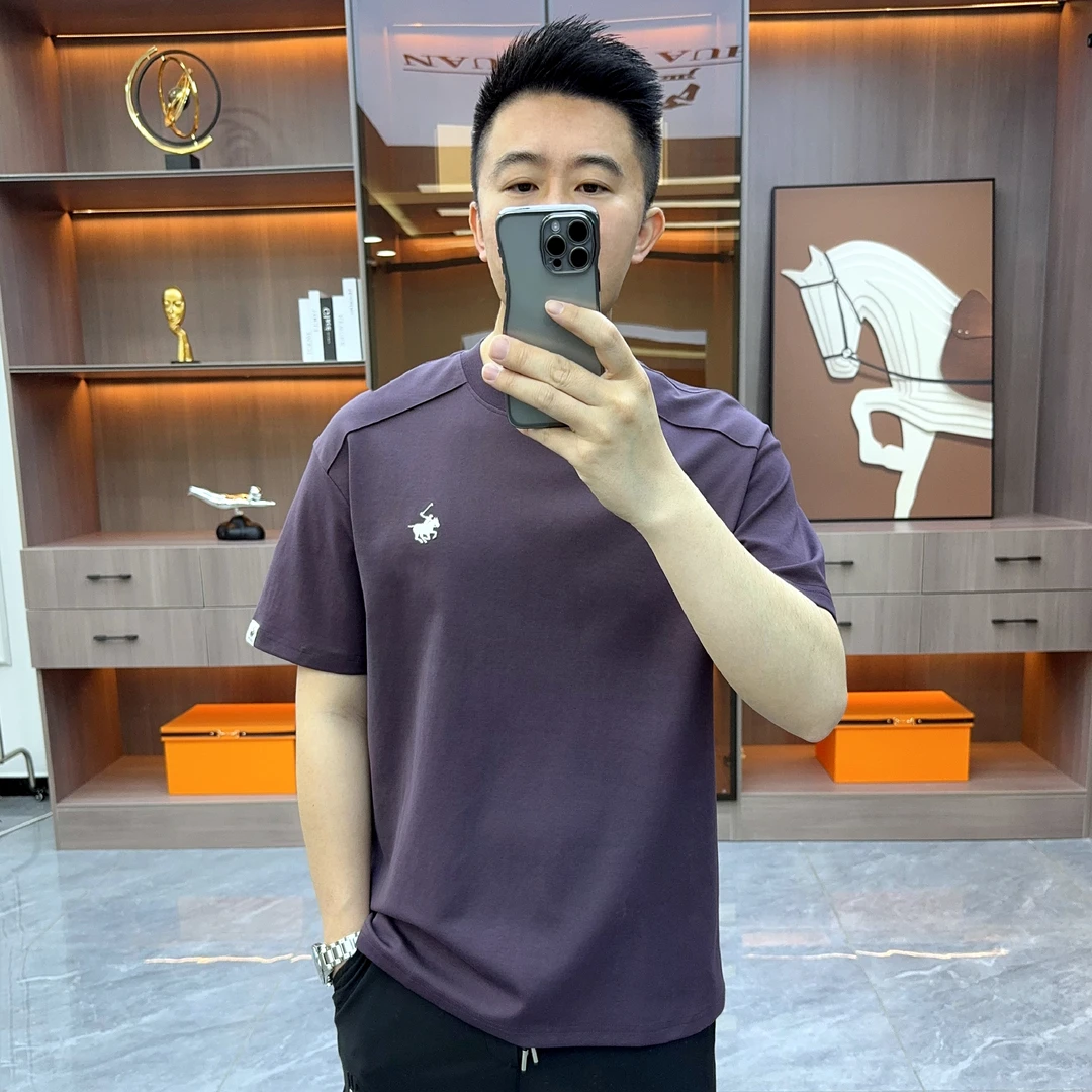 品质男士ins高棉感短袖t恤夏季时尚休闲百搭简约圆领宽松潮流半袖