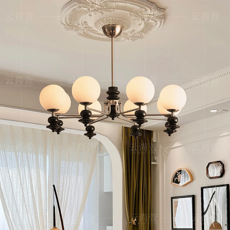 法式复古客厅吊灯新款高级感大厅主灯高端魔豆灯中古vintage灯具