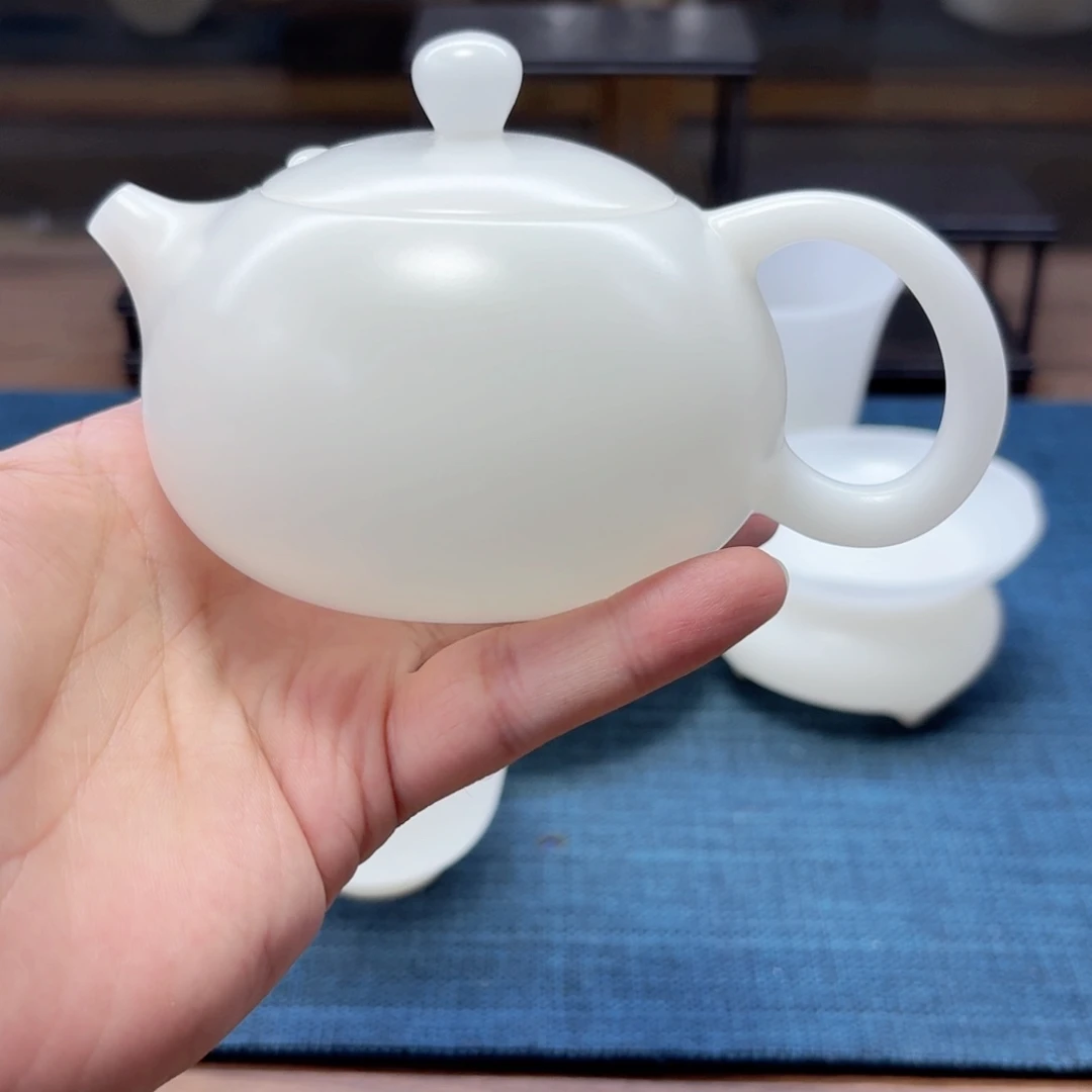 薄胎素烧璞玉冰种玉瓷茶具