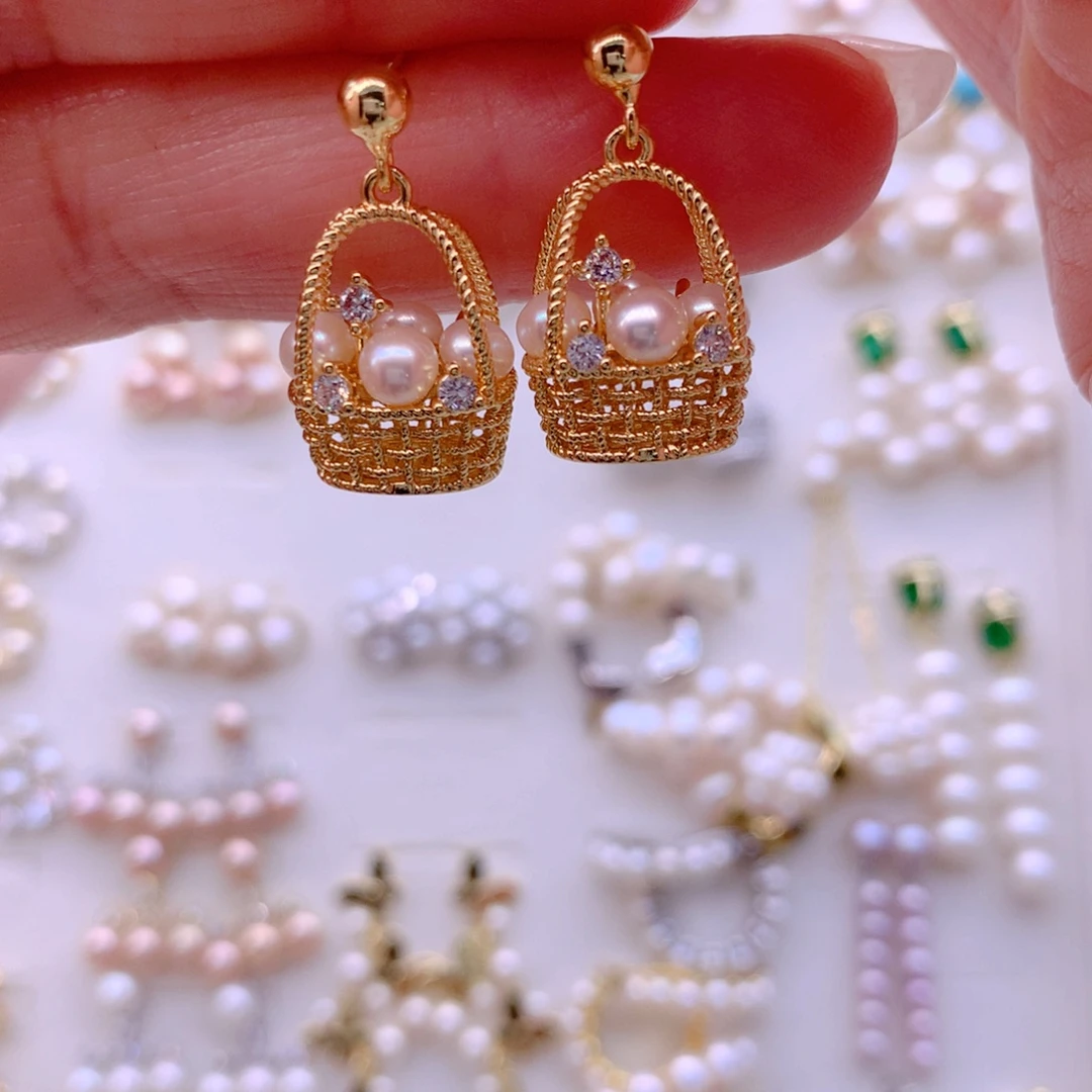 合金淡水珍珠耳饰