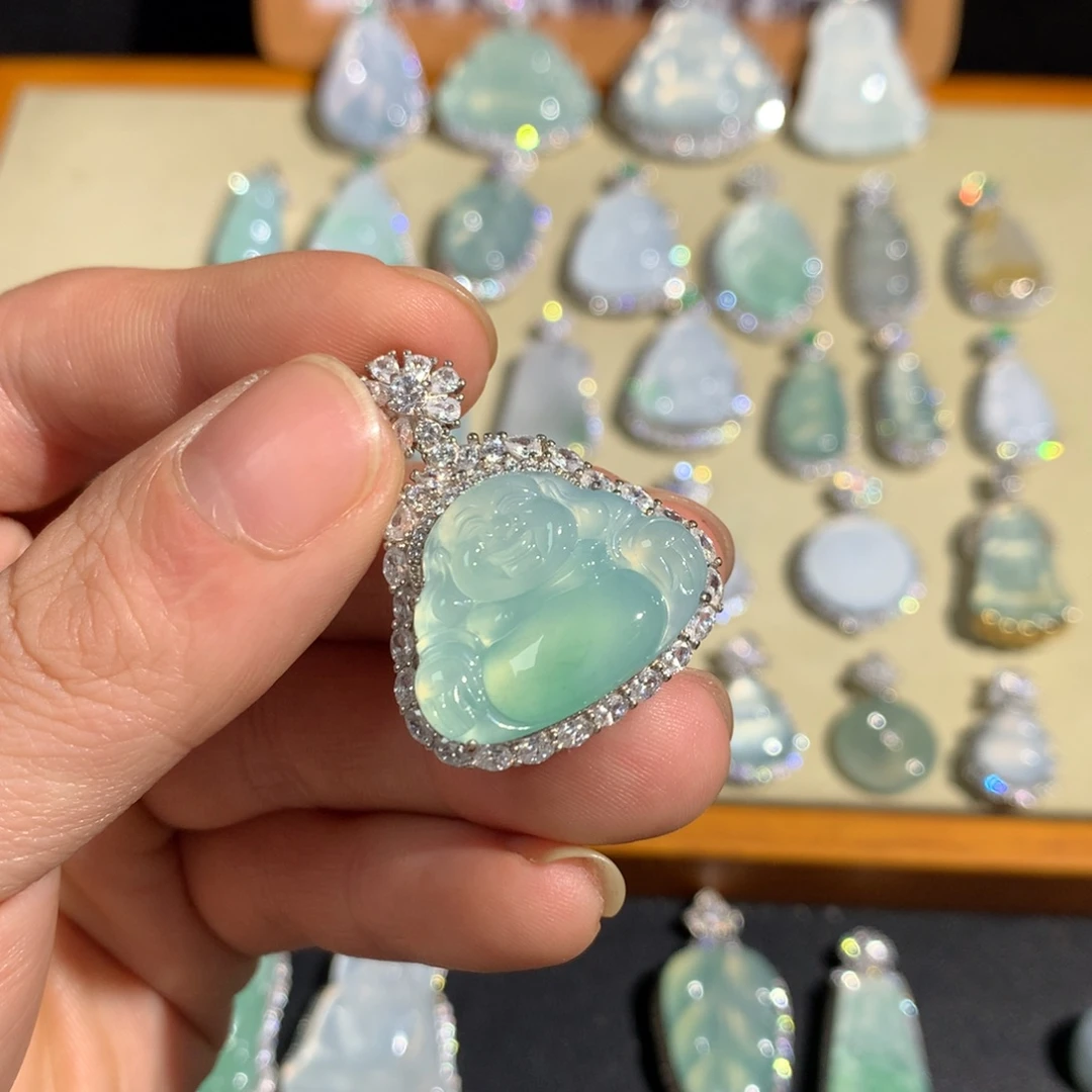 ****鸭翡翠银S925镶嵌挂件