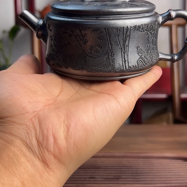 茶壶紫砂原矿石黄 竹节汉瓦