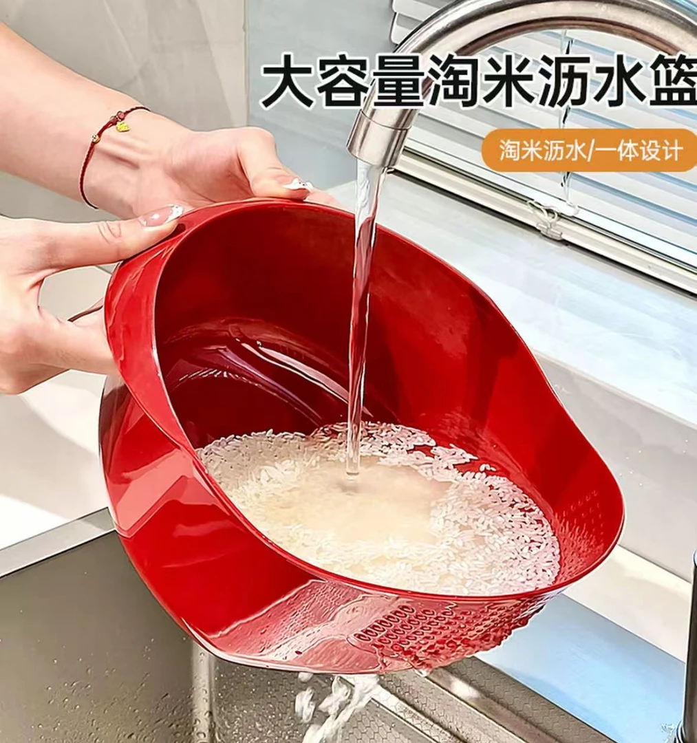 大容量淘米沥水篮家用洗米筛多功能厨房水果盆清洗蔬菜加厚洗菜盆