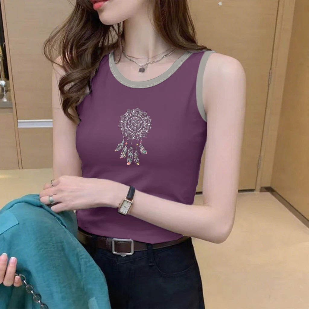 新款纯棉背心女韩版内搭外穿潮流气质减龄宽松百搭印花上衣潮ins