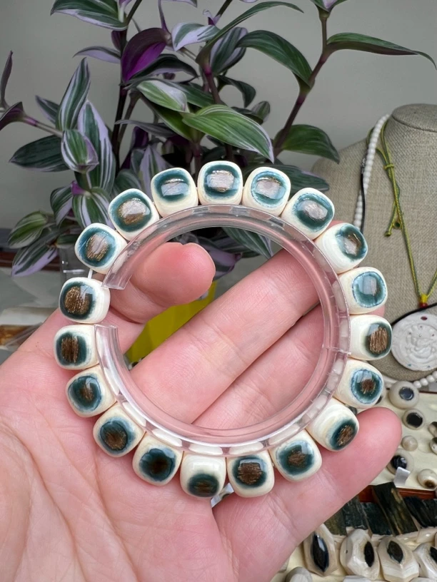 天然猛犸象牙11*10老型蓝眼睛手串男女高货文玩手串收藏送礼