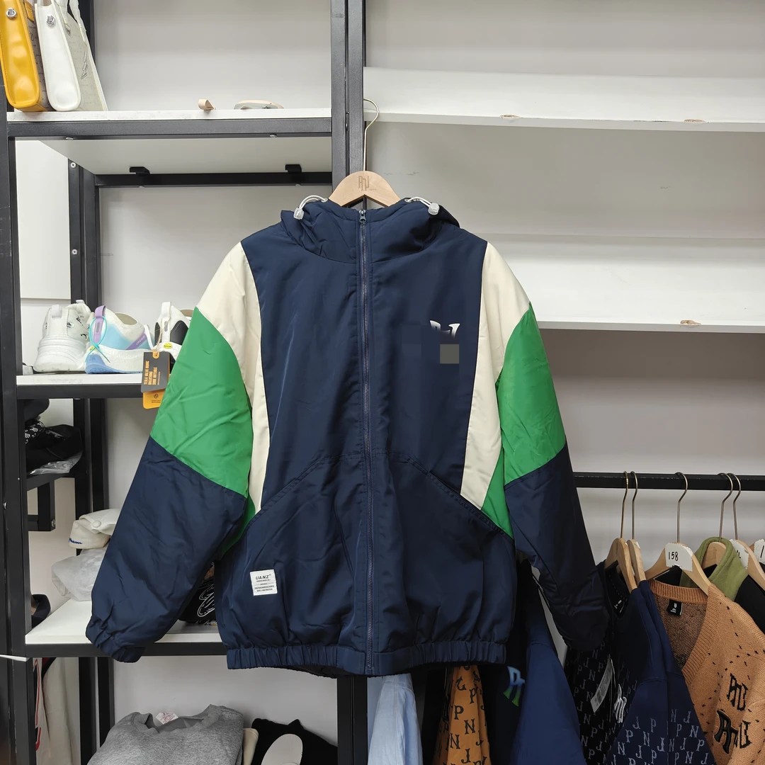 男生冬季防风连帽拼色休闲宽松棉服外套YZ-5919