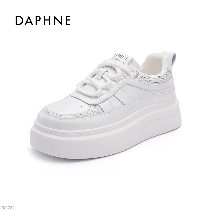 达芙妮厚底小白鞋潮流板鞋2025秋季新款皮面百搭增高女士休闲鞋RR