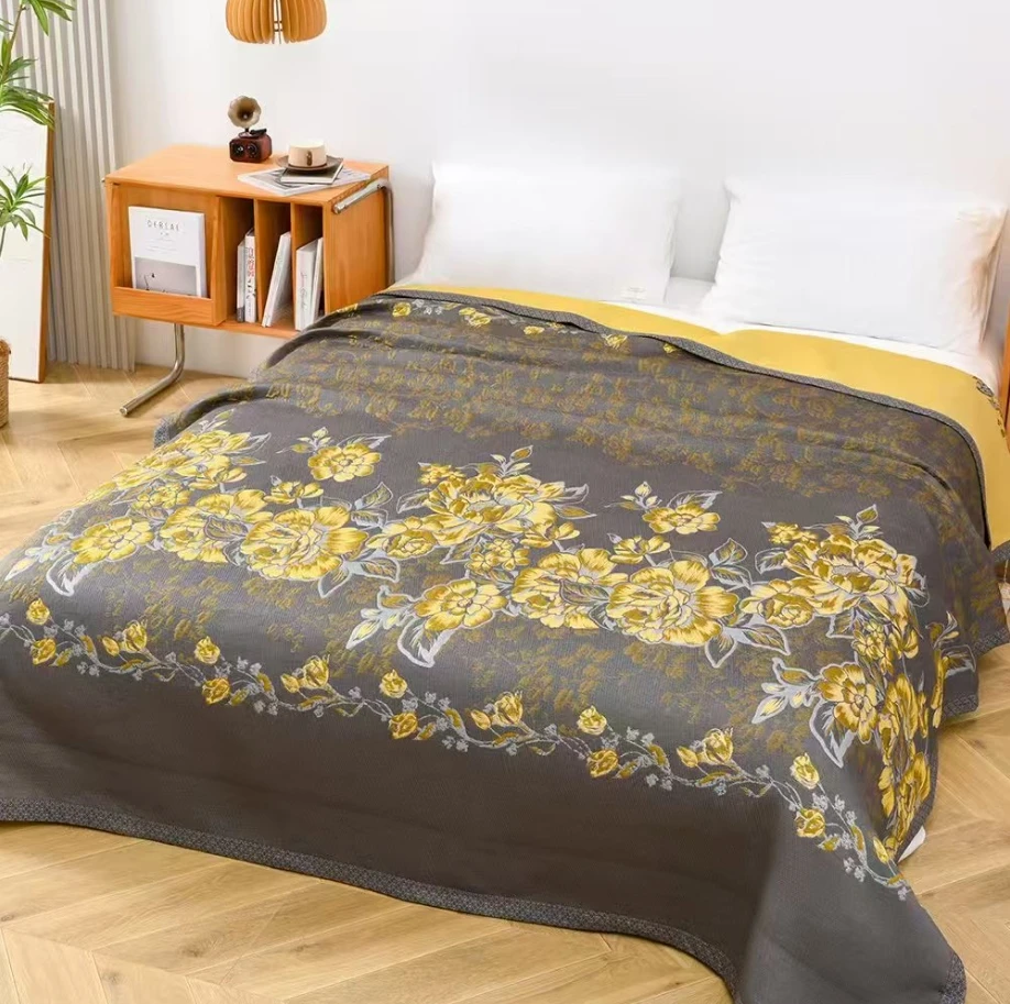 漫语花香2.0*2.3纱布床盖卧室加厚单人双层