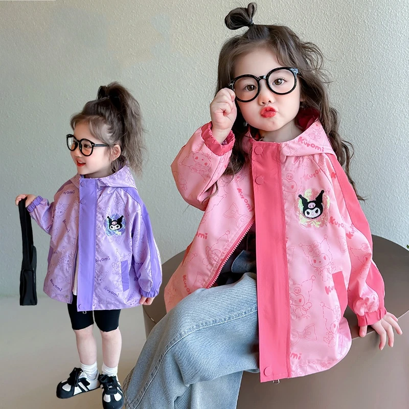 女童库洛米冲锋衣2025新款儿童春秋装韩版洋气女宝宝春季连帽外套