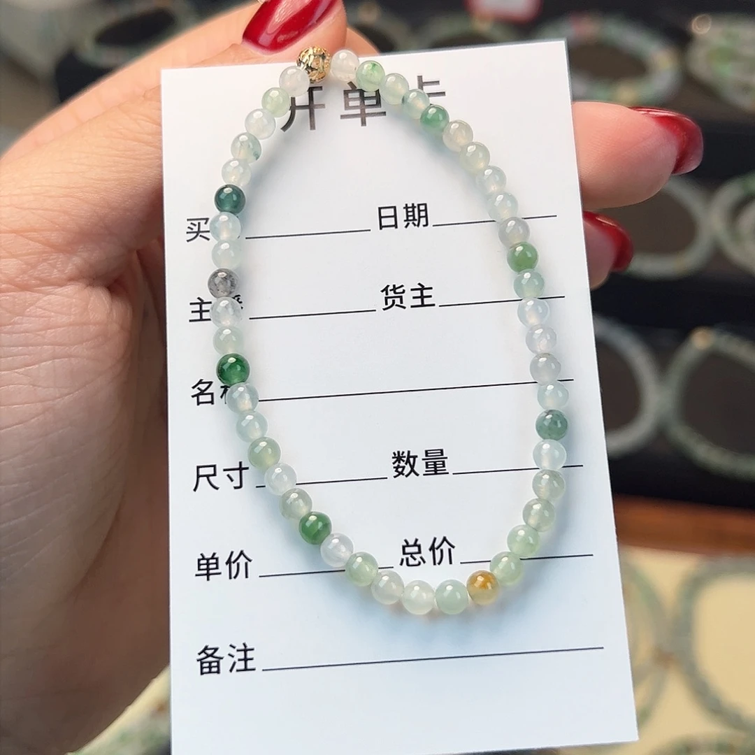 翡翠手串未镶嵌缅甸A货翡翠手串 卡4  020