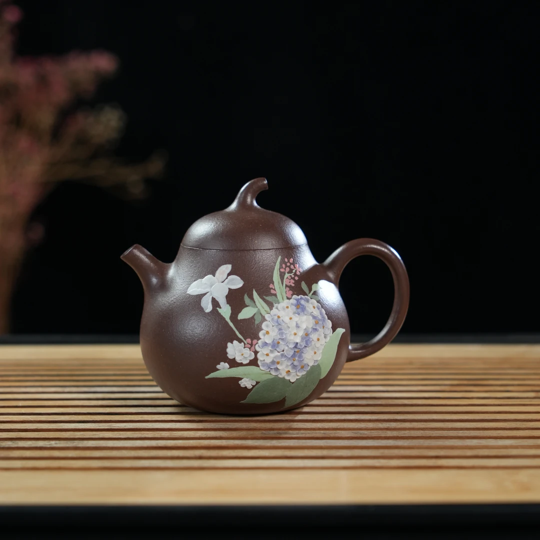 GS21-007   民间艺人-张灵  宜兴手工紫砂  绣球茄瓜