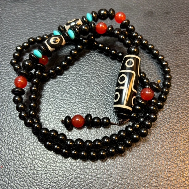 黑白九眼套链项链