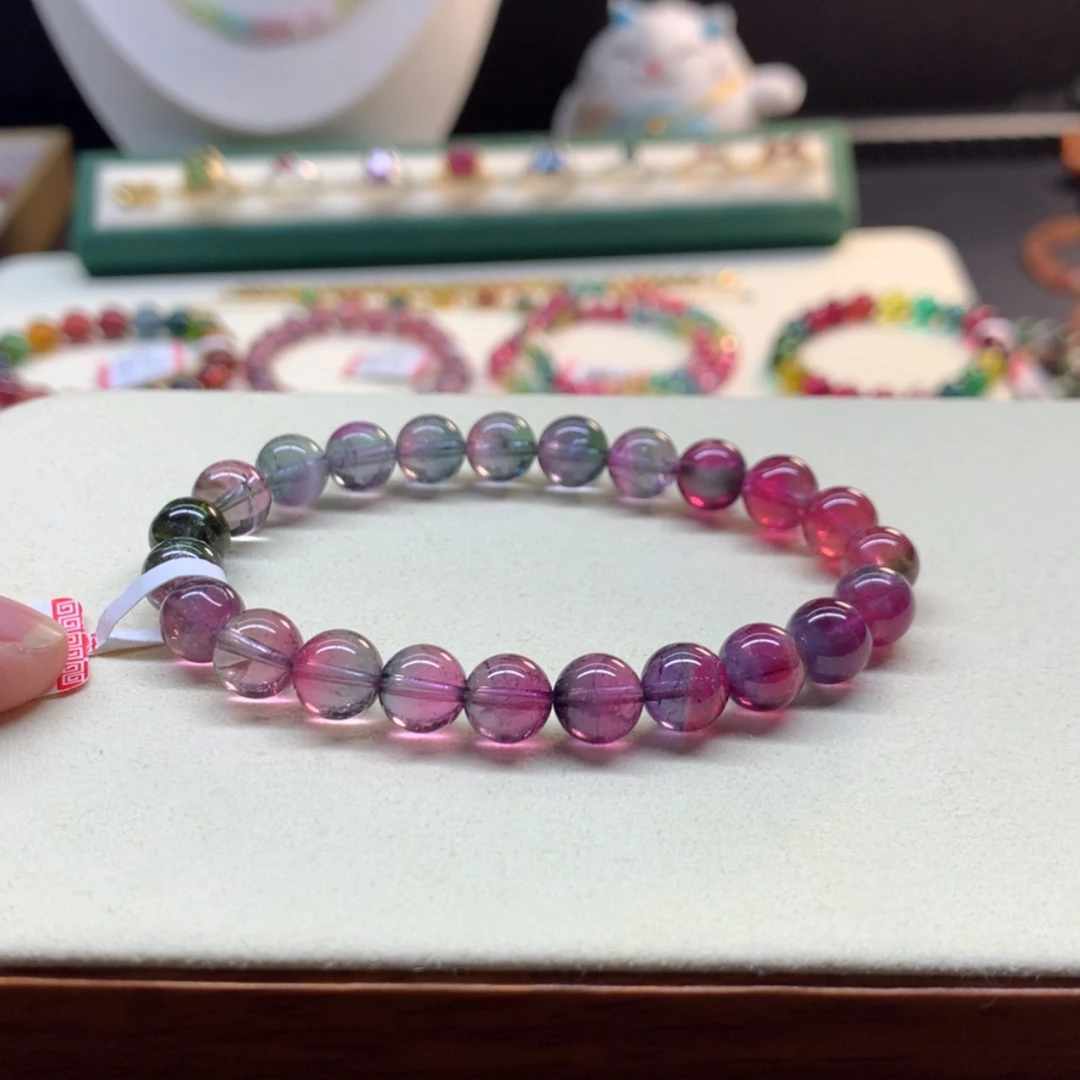 【闪购商品】碧玺手链未镶嵌紫碧渐变8.2mm