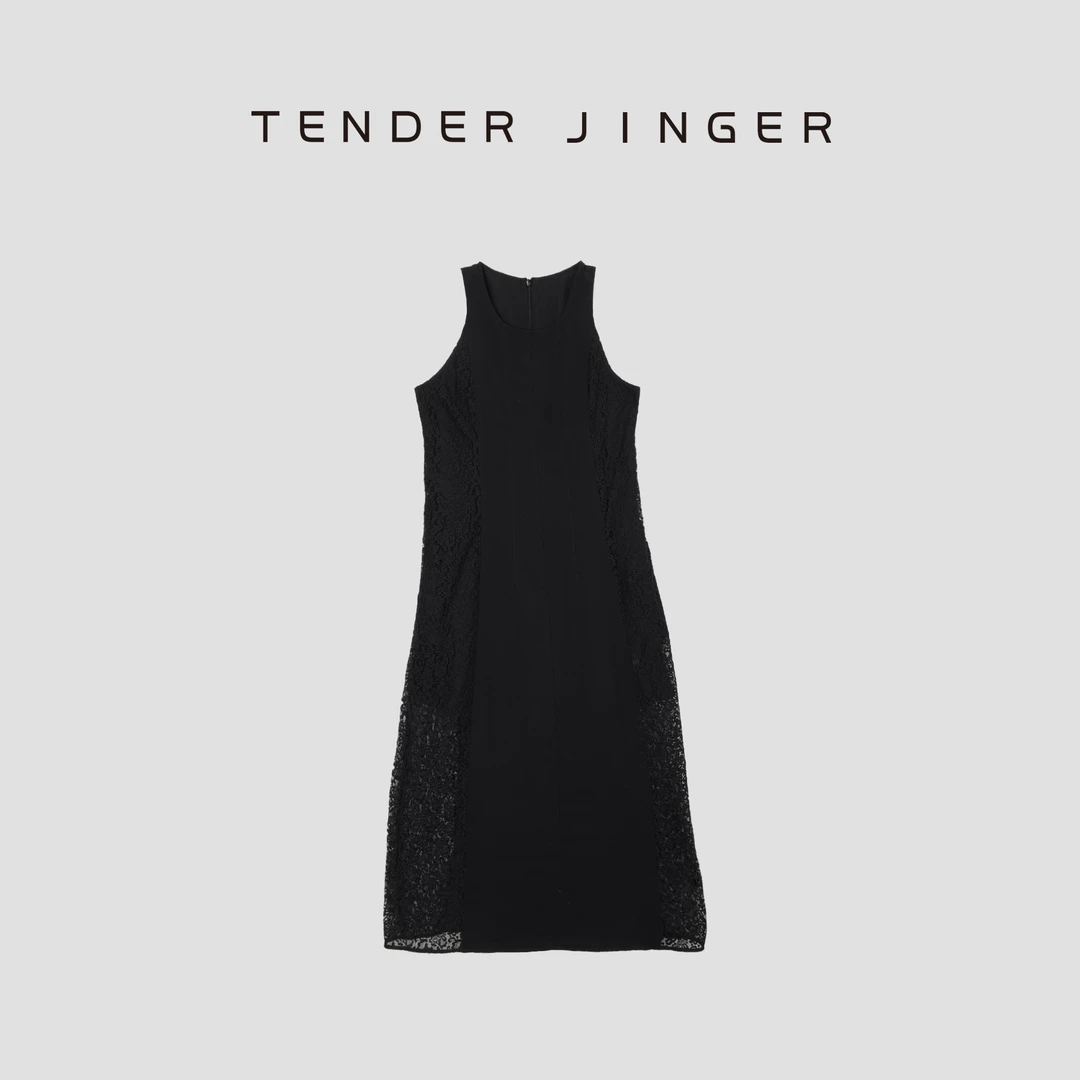 Tender Jinger蕾丝醋酸无袖背心连衣裙T52JLL30377