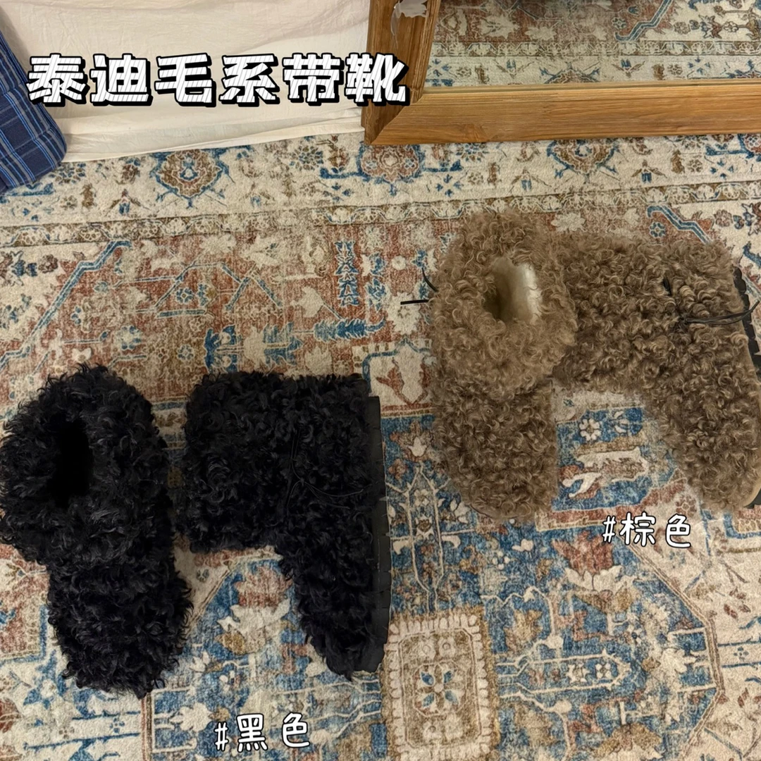 泰迪毛系带时尚雪地靴